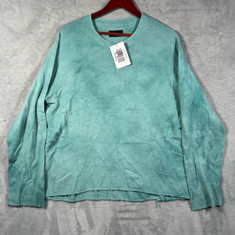 RTA Sweater Womens M Green Cashmere Tie Dye Distressed Crew Neck Emma Oversized